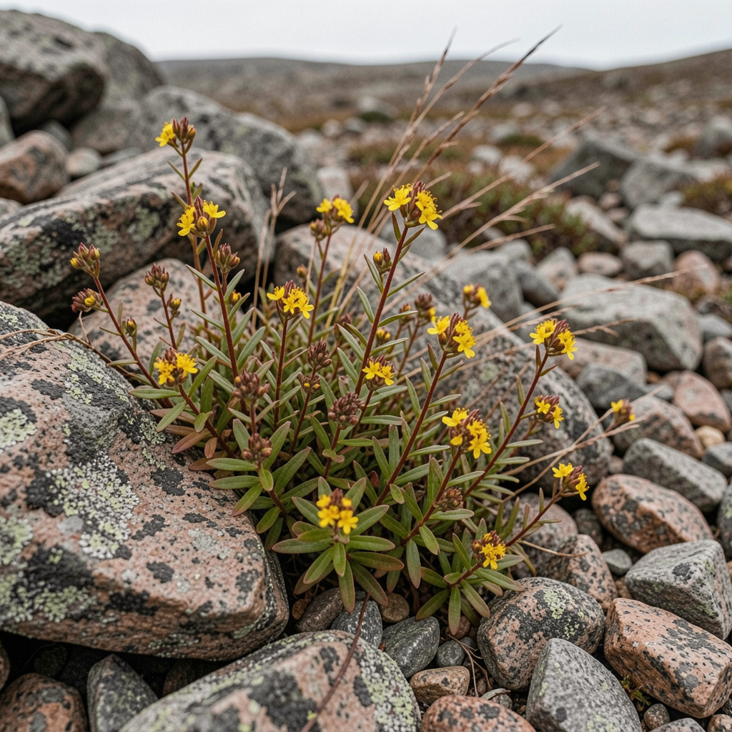 Rhodiola rosea growing in Norwegian mountain terrain